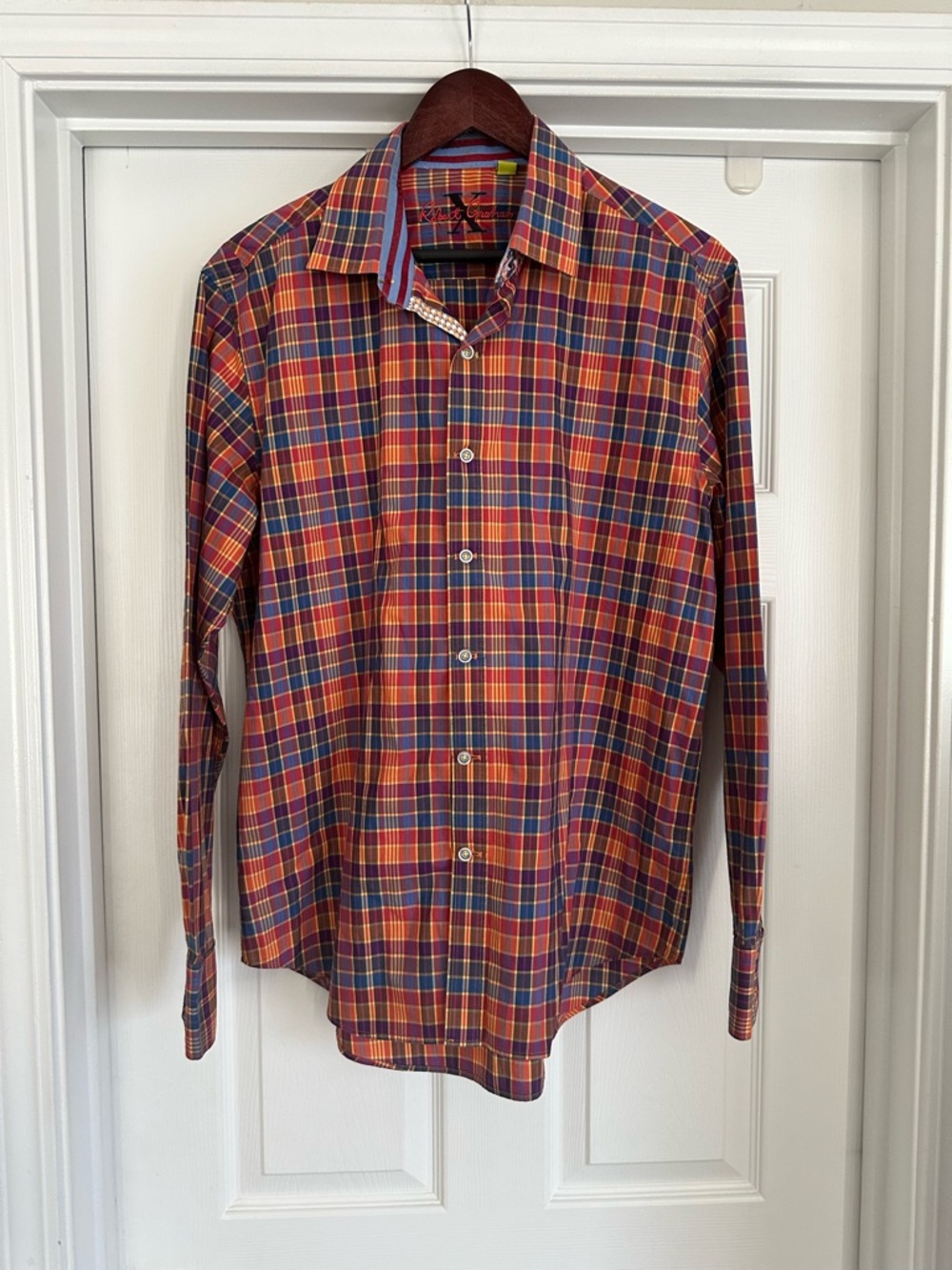 Robert Graham Men's Tailored Fit Multicolor Plaid Button Up Shirt Size L